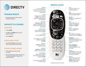 Direct TV Remote Layout 