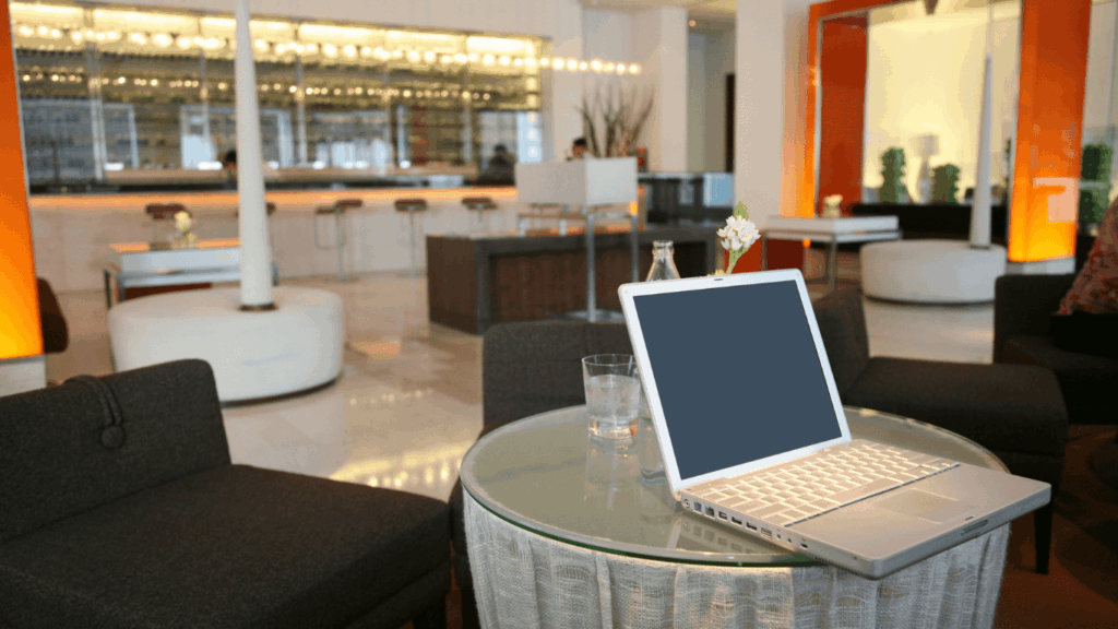 Hotel Lobby with Large Bandwidth for Wi-Fi Usage
