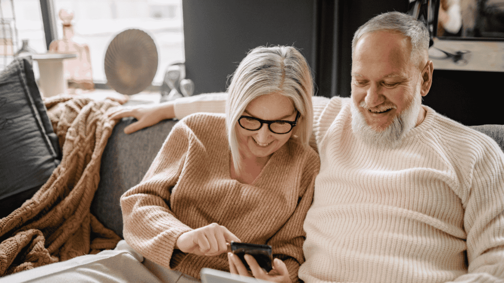 Seniors on smart devices