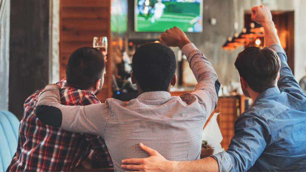 Sport bar with synced TVs
