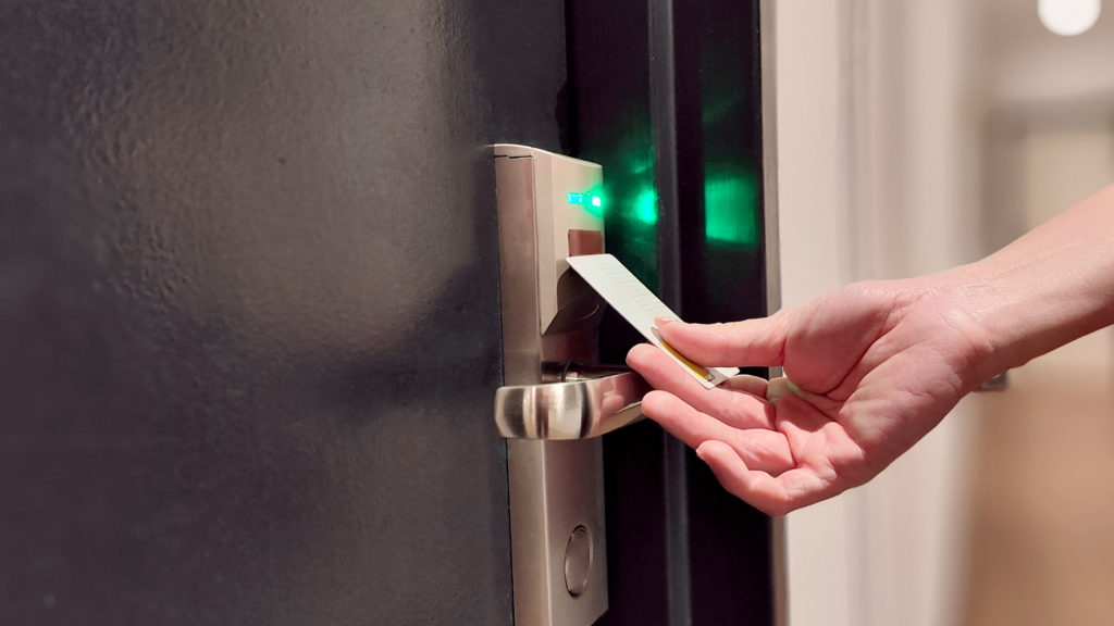 Hotel Guest Safely Accessing Room