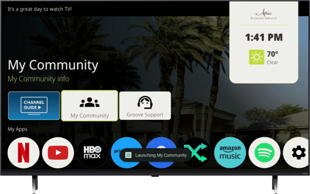 TotalVue UI platform on TV Screen