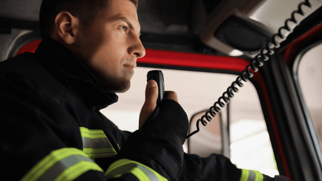 First responder in Florida communicating over radio due to FBC 510