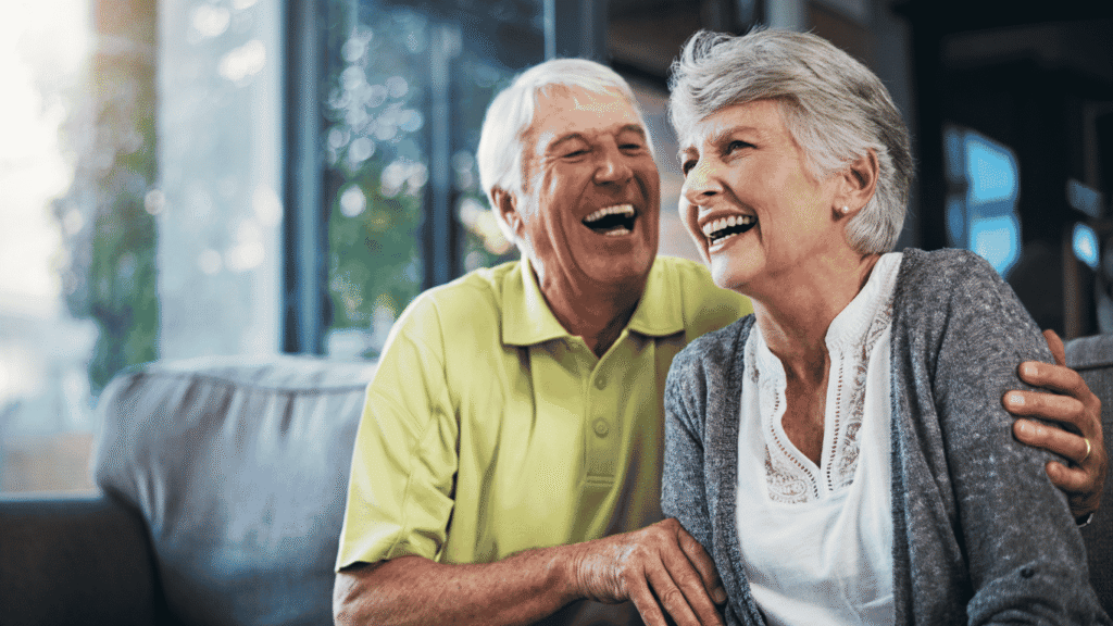 Couple enjoying IPTV services at senior living community