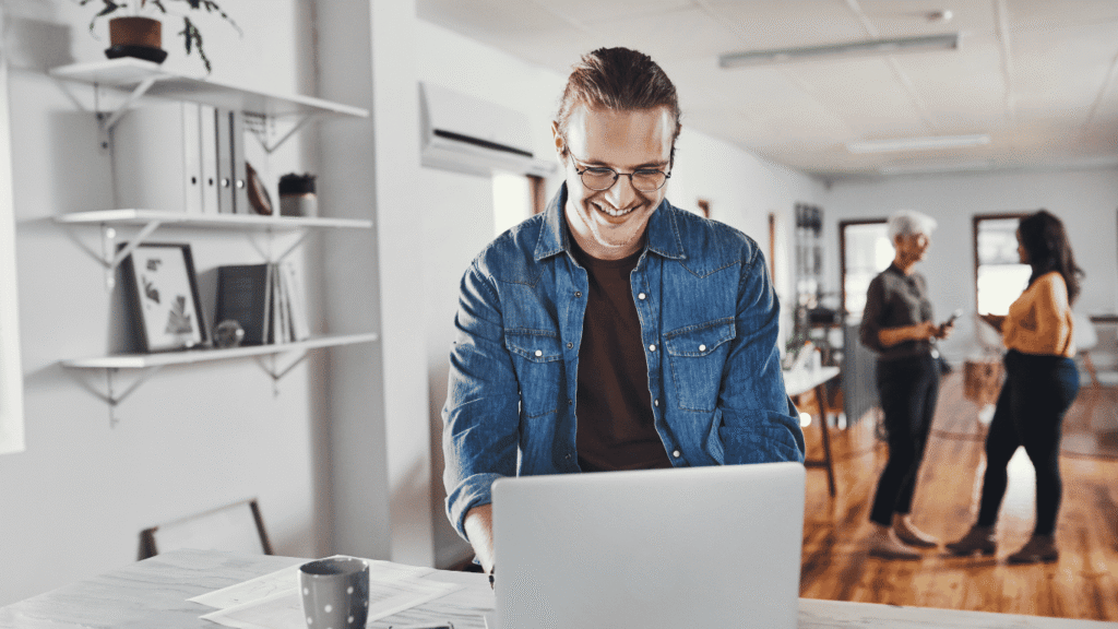Renters in modern apartment using smart technology solutions