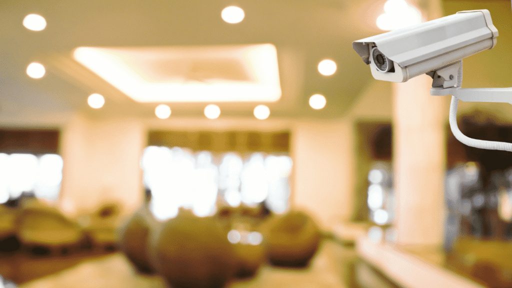 Modern video surveillance in commercial lobby