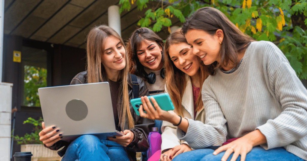College students using Wi-Fi 7 to connect their many devices