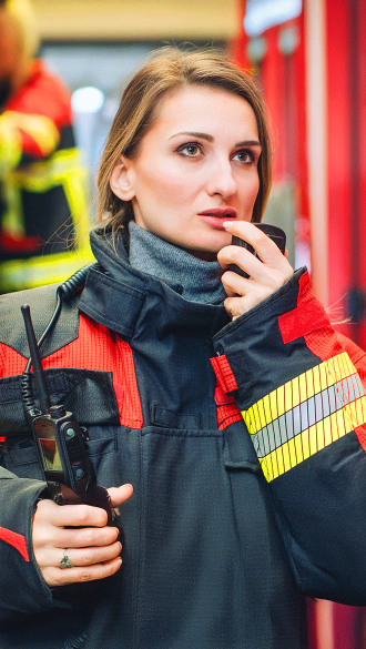 Firefighter On Radio