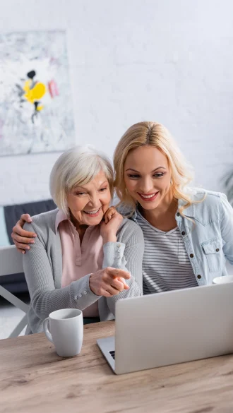 Senior and her Daughter Enjoying Bundled Services