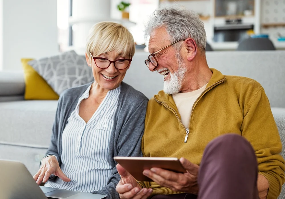 Elderly Couple Online Using Tablet