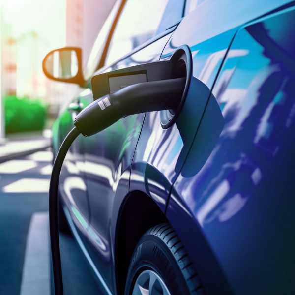 Electric car being charged
