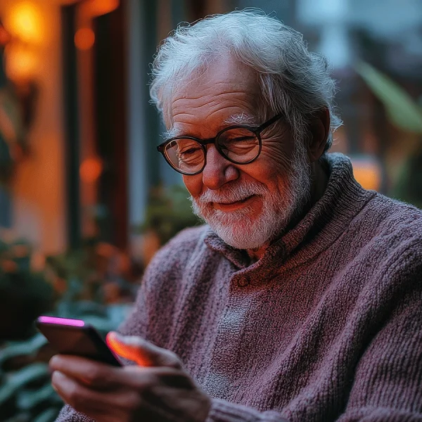 Senior Looking at Internet On Phone