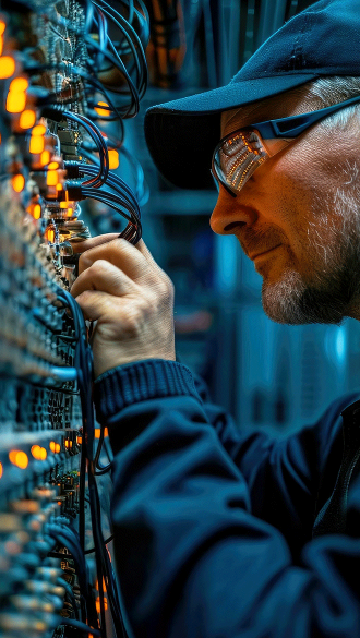 Technician Ensuring Structured Cabling Working Properly