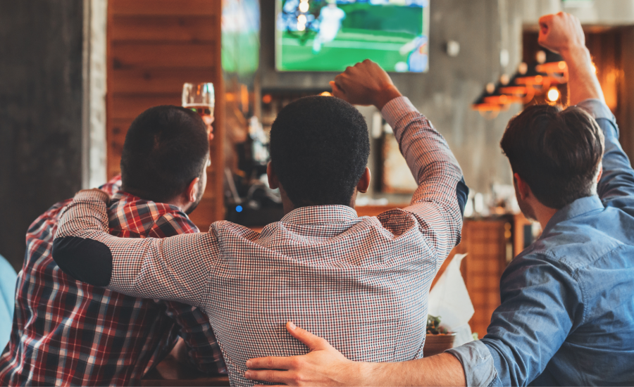 Sport bar with synced TVs