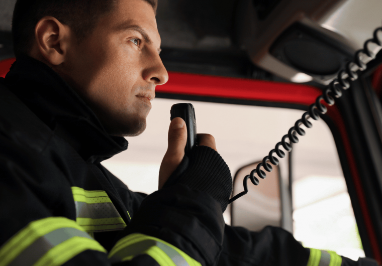 First responder in Florida communicating over radio due to FBC 510