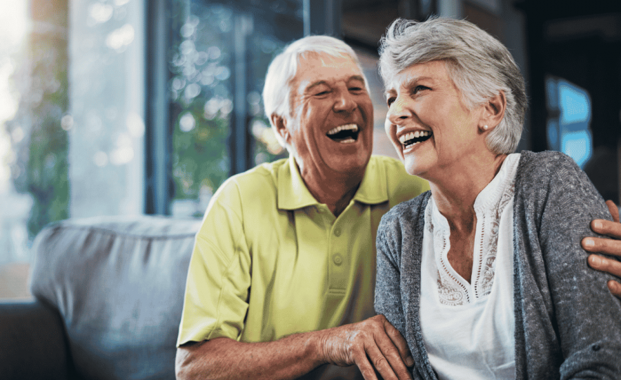 Couple enjoying IPTV services at senior living community