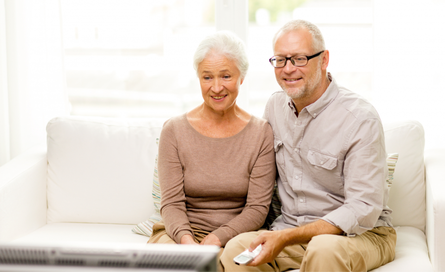 Elderly Couple Watching TV