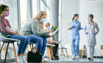 Hospital worker on cell phone