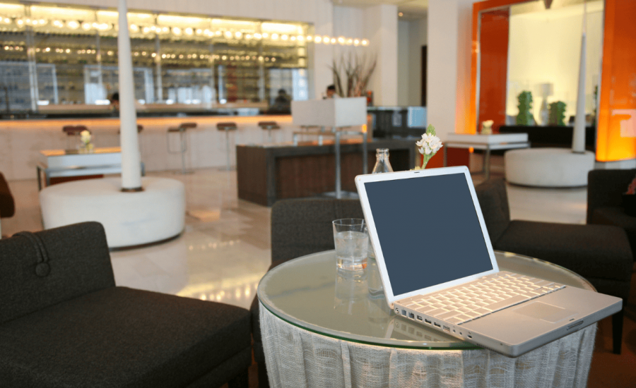 Hotel Lobby with Large Bandwidth for Wi-Fi Usage