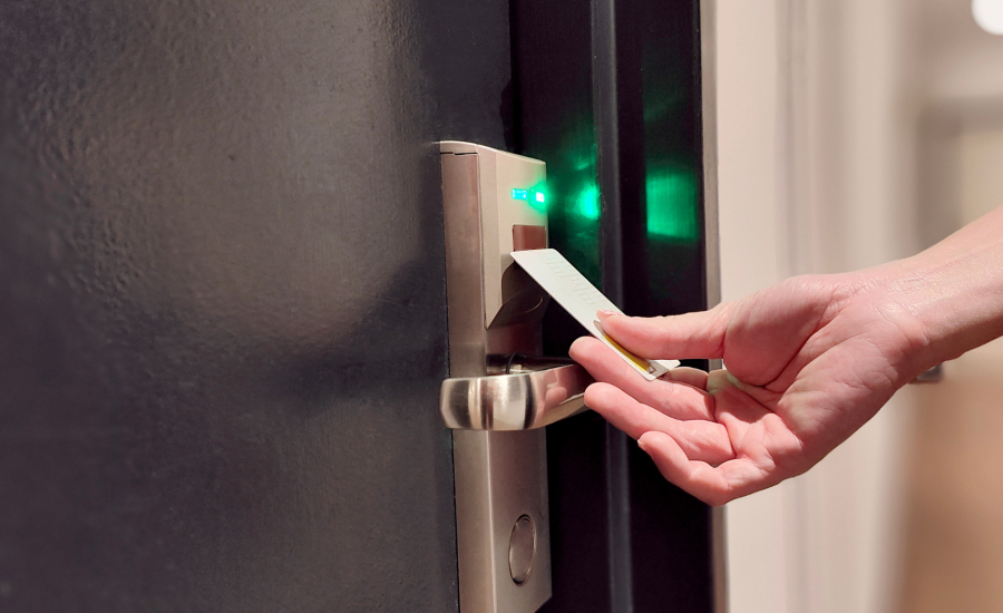Hotel Guest Safely Accessing Room