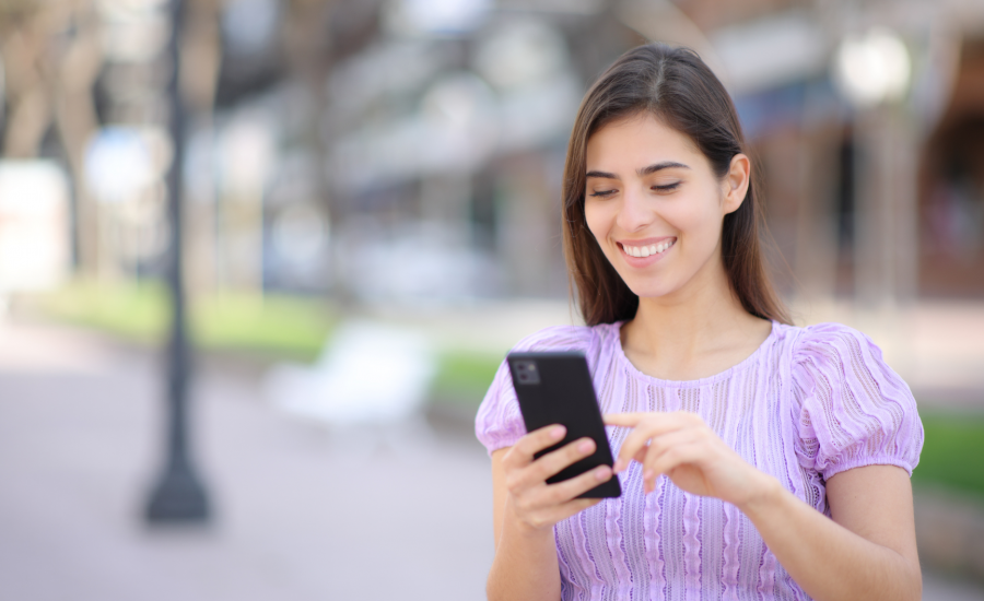 Woman Easily Making Cell Phone Call