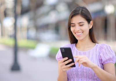 Woman Easily Making Cell Phone Call