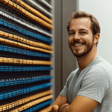 Technician Inspecting Digital Infrastructure